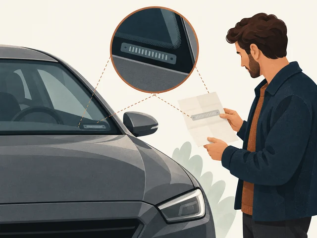 Illustration of comparing the VIN at the windscreen with the vehicle document